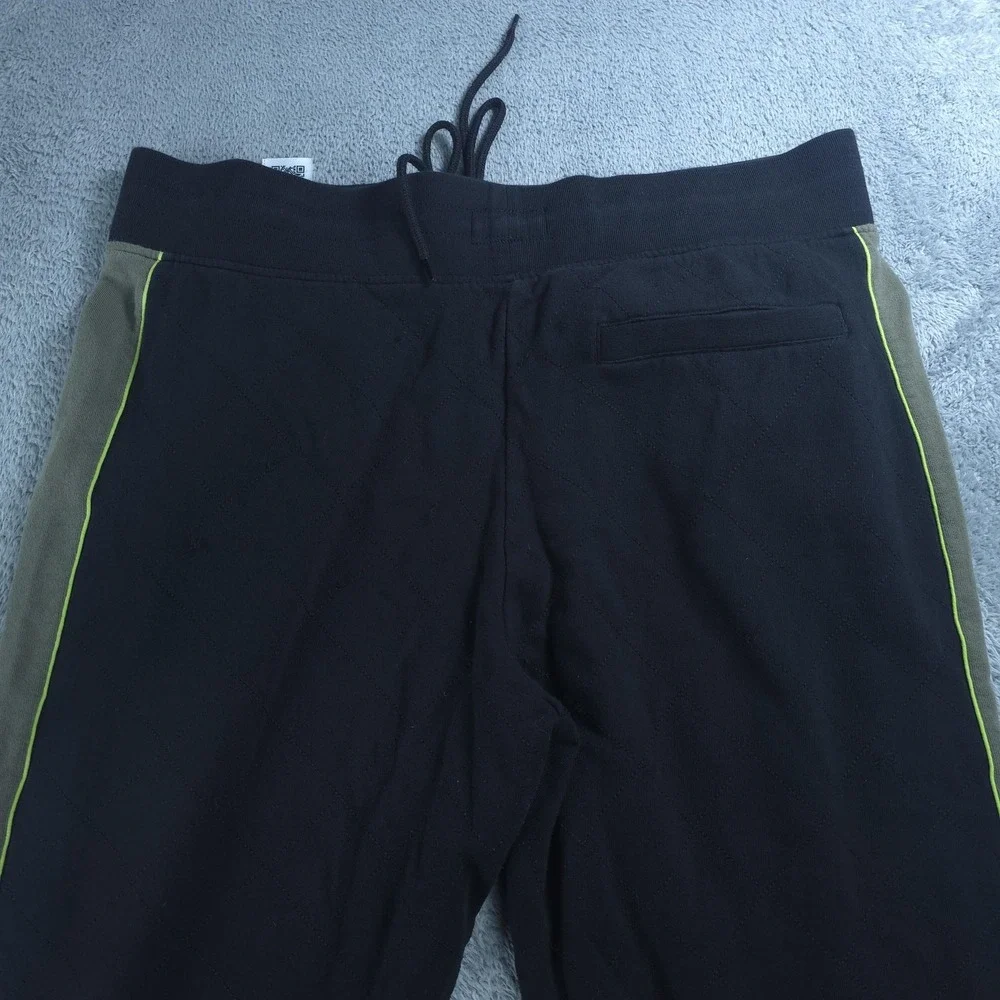 True Religion Jogger Pants Mens XL Black Quilted Colorblock Elastic Waist Cuffed